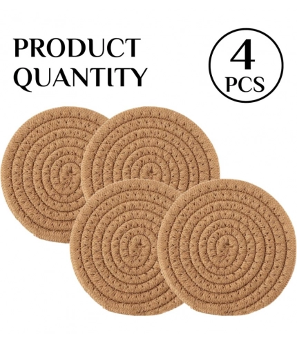 Generic Cotton Pack Of_2 Rope Drink Coasters 4 Pcs Set (Beige)