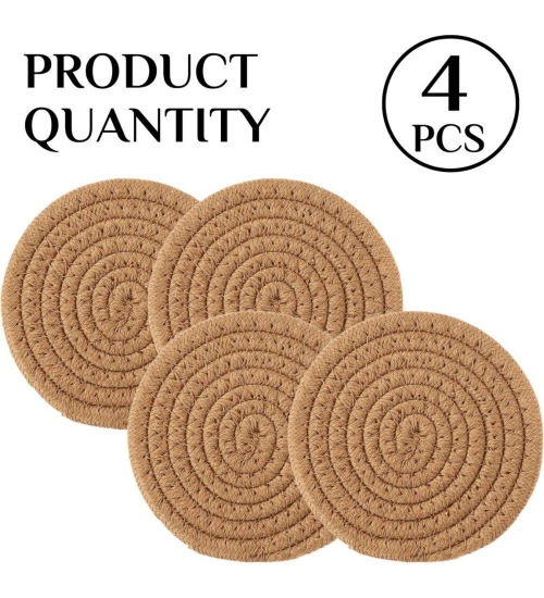 Generic Cotton Pack Of_2 Rope Drink Coasters 4 Pcs Set (Beige)
