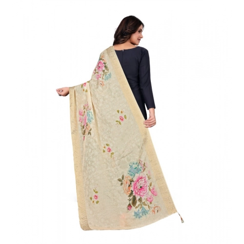 Generic Women's chanderi silk Printed Dupatta (Beige, Length: 2 Mtr) Generic Women's chanderi silk Printed Dupatta (Beige, Length: 2 Mtr)