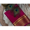 Generic Women's Crepe Chit Pallu Solid Saree With Unstitched Blouse 5.5Mtr (Dark Pink)