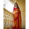 Generic Women's Soft Lilan Printed Saree With Unstitched Blouse 5.5Mtr (Mustard )