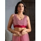 Women's Satin Crepe Printed Saree With Unstitched Blouse 5.5Mtr (Red)