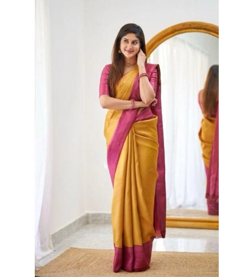 Generic Women's Soft Lichi Silk Printed Saree With Unstitched Blouse 5.5Mtr (Mustard ) Generic Women's Soft Lichi Silk Printed Saree With Unstitched Blouse 5.5Mtr (Mustard )