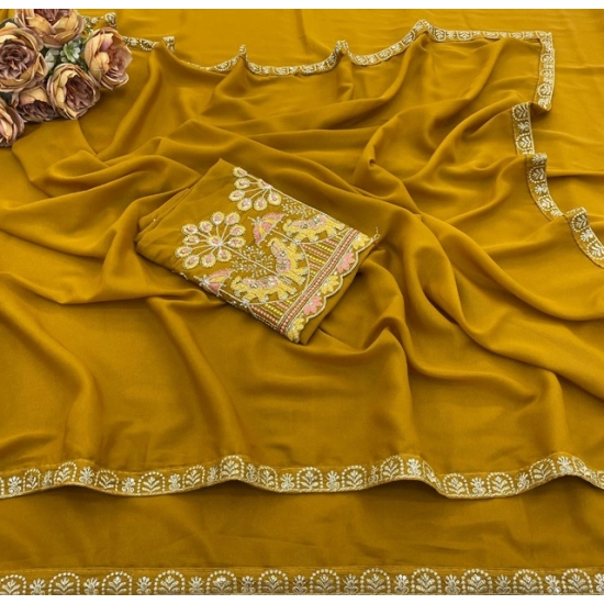 Generic Women's Art Silk Embroidered Saree With Unstitched Blouse 5.5Mtr (Yellow) Generic Women's Art Silk Embroidered Saree With Unstitched Blouse 5.5Mtr (Yellow)