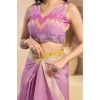Generic Women's Faux Linen Floral Ready to wear Saree With Unstitched Blouse 5.5Mtr (Lavender)