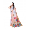 Generic Women's Georgette Floral Printed Saree With Unstitched Blouse 5.5Mtr (Orange)