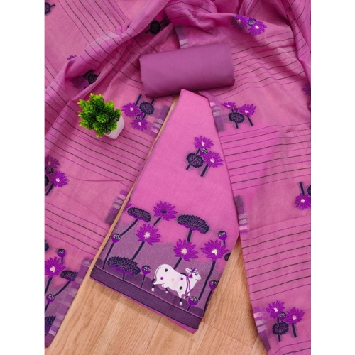 Women's Banarasi Silk Printed Unstitched Salwar Suit Material With Dupatta (Pink, 3Mtrs) Women's Banarasi Silk Printed Unstitched Salwar Suit Material With Dupatta (Pink, 3Mtrs)