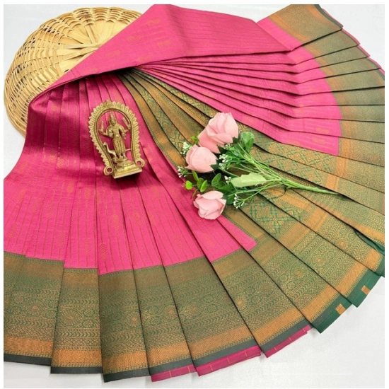 Generic Women's Soft Silk Printed Saree With Unstitched Blouse 5.5Mtr (Pink)