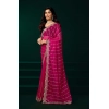 Generic Women's Net Sequence Saree With Unstitched Blouse 5.5Mtr (Pink)