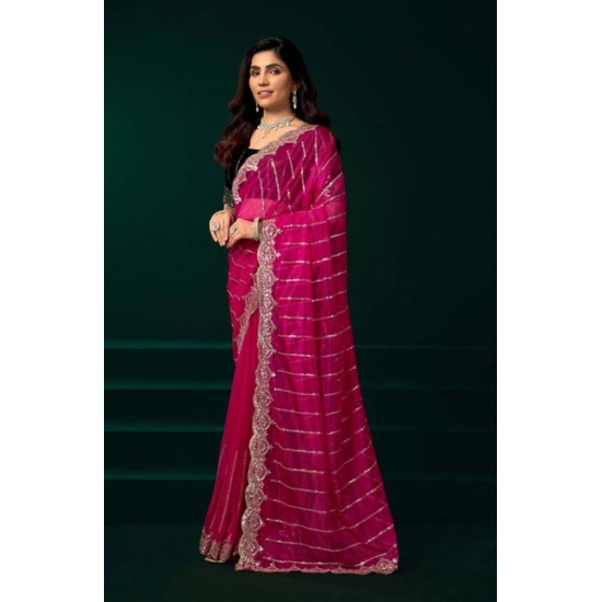 Generic Women's Net Sequence Saree With Unstitched Blouse 5.5Mtr (Pink) Generic Women's Net Sequence Saree With Unstitched Blouse 5.5Mtr (Pink)