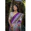 Generic Women's Faux_Tussar Geometric_Print Saree With Unstitched Blouse 5.5Mtr (Purple)