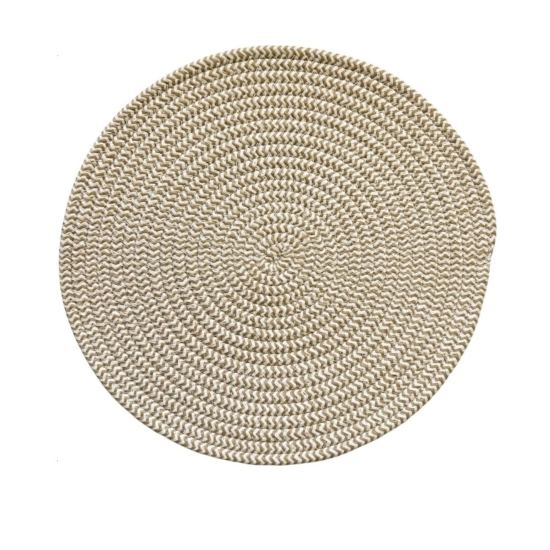 Generic Cotton Dining Table Round Placemat Mats Set of 4 (Beige-White)