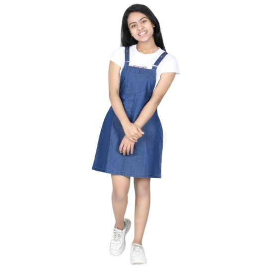 Generic Girl's Denim Solid Sleeveless Dress (Blue) Generic Girl's Denim Solid Sleeveless Dress (Blue)