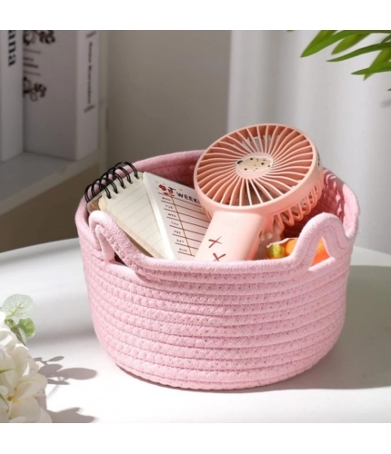 Generic Cotton Pack Of_1 Cat Basket 8x4 Inch Storage Basket For Clothes (Pink)