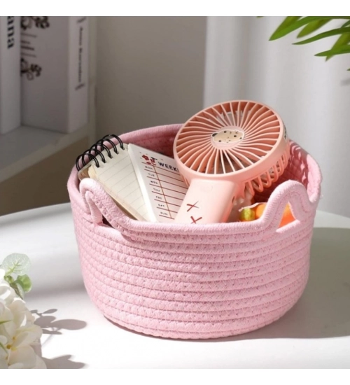 Generic Cotton Pack Of_1 Cat Basket 8x4 Inch Storage Basket For Clothes (Pink) Generic Cotton Pack Of_1 Cat Basket 8x4 Inch Storage Basket For Clothes (Pink)