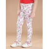 Generic Girl's Cotton Lycra Floral Elasticated Jeggings (White-Pink) Generic Girl's Cotton Lycra Floral Elasticated Jeggings (White-Pink)