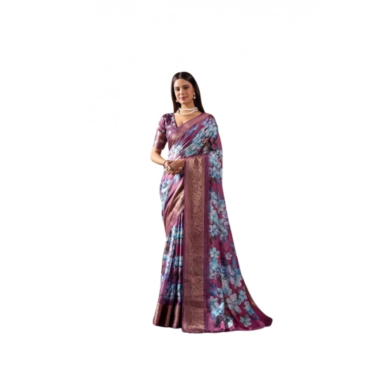 Generic Women's Faux_Silk Printed Saree With Unstitched Blouse 5.5Mtr (Blue) Generic Women's Faux_Silk Printed Saree With Unstitched Blouse 5.5Mtr (Blue)