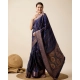 Generic Women's Soft Silk Jacquard Saree With Unstitched Blouse 5.5Mtr (Navy)