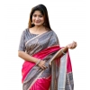Generic Women's Faux_Tussar Geometric_Print Saree With Unstitched Blouse 5.5Mtr (Pink)