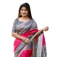 Generic Women's Faux_Tussar Geometric_Print Saree With Unstitched Blouse 5.5Mtr (Pink) Generic Women's Faux_Tussar Geometric_Print Saree With Unstitched Blouse 5.5Mtr (Pink)