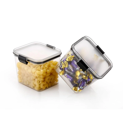 Generic Plastic 4-Pcs Set Square Shape Kitchen Storage Container (Multicolor)