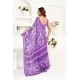 Generic Women's Linen Cotton Printed Ready To Wear Saree With Unstitched Blouse 5.5 Mtr (Purple)