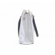 Generic Women's Polyurethane Solid Structured Shoulder Tote Handbag (Cream-Navy Blue)