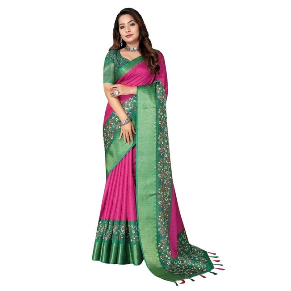 Generic Women's Cotton Silk Printed Saree With Unstitched Blouse 5.5Mtr (Multicolor) Generic Women's Cotton Silk Printed Saree With Unstitched Blouse 5.5Mtr (Multicolor)
