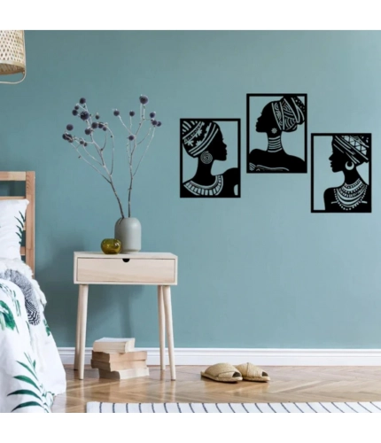 Generic African Elegance Wooden Wall Decor – Set of 3 Panels (Black)