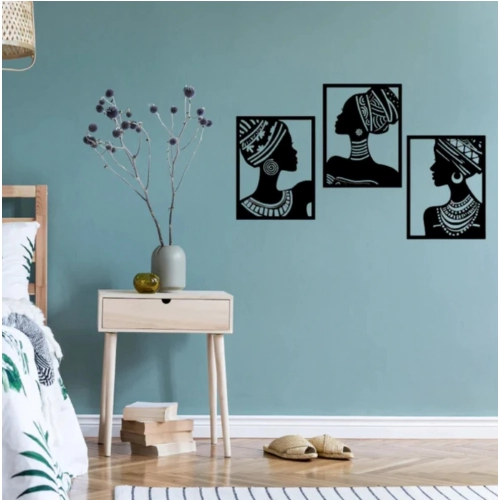 Generic African Elegance Wooden Wall Decor – Set of 3 Panels (Black)