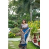 Generic Women's Faux_Tussar Geometric_Print Saree With Unstitched Blouse 5.5Mtr (Royal_Blue)