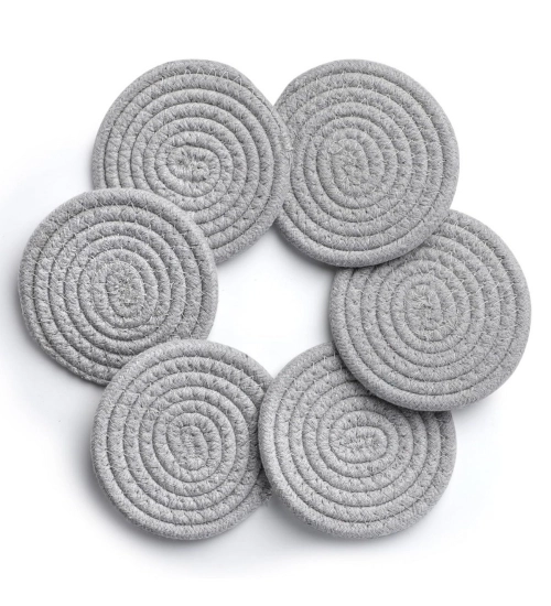 Generic Cotton Rope Drink Coasters 6 Pcs Set (Grey) Generic Cotton Rope Drink Coasters 6 Pcs Set (Grey)