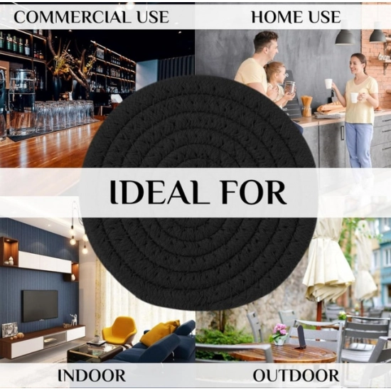 Generic Cotton Pack Of_2 Rope Drink Coasters 4 Pcs Set (Black) Generic Cotton Pack Of_2 Rope Drink Coasters 4 Pcs Set (Black)