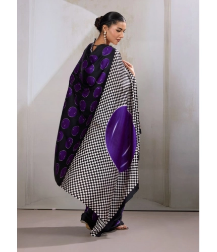 Generic Women's Satin Crepe Printed Saree With Unstitched Blouse 5.5Mtr (Purple) Generic Women's Satin Crepe Printed Saree With Unstitched Blouse 5.5Mtr (Purple)