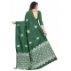 Generic Women's Soft Lichi Silk Printed Saree With Unstitched Blouse 5.5Mtr (Green)