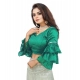 Generic Women's Organza Solid V Neck Layered Ruffle Sleeve Readymade Blouse (Rama Free Size , up to 38–40 Bust)-PID65857 Generic Women's Organza Solid V Neck Layered Ruffle Sleeve Readymade Blouse (Rama Free Size , up to 38–40 Bust)-PID65857