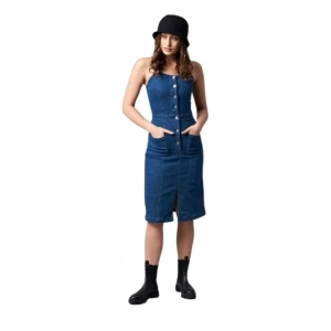 Generic Women's Casual Denim Sleeveless Dress (Blue)