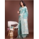 Generic Women's Linen Cotton Printed Saree With Unstitched Blouse 5.5Mtr (Sea Green)