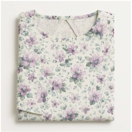 Generic Women's Linen Printed Kurti (Lavender)