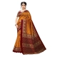 Generic Women's Litchi silk Printed Saree With Unstitched Blouse  5-6 Mtrs (Mustard Yellow)