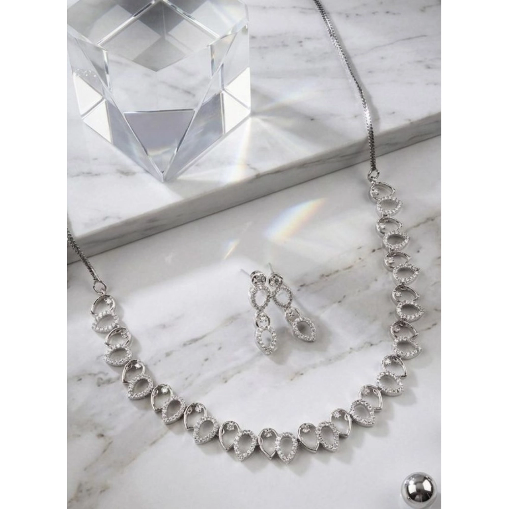 Generic Women's Brass Silver Plated Necklace set (Silver) Generic Women's Brass Silver Plated Necklace set (Silver)