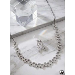 Generic Women's Brass Silver Plated Necklace set (Silver)