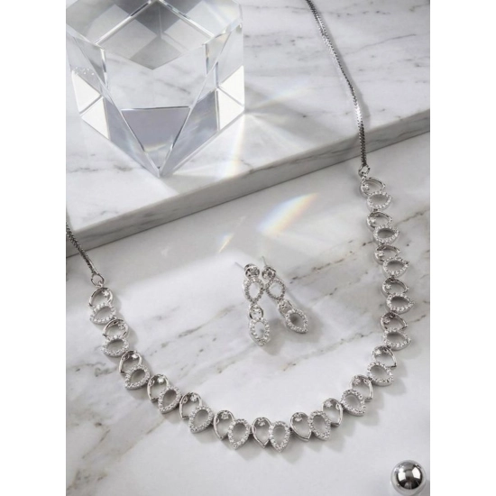 Generic Women's Brass Silver Plated Necklace set (Silver) Generic Women's Brass Silver Plated Necklace set (Silver)