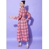 Generic Women's Polyester Check Long Sleeves Shrug (Pink)