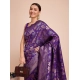 Generic Women's Soft Silk Jacquard Saree With Unstitched Blouse 5.5Mtr (Purple)