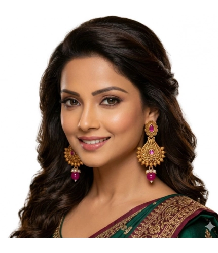 Generic Women's Zinc Alloy Gold Plated Chandbali Earrings (Multicolor)