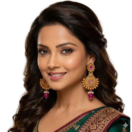 Generic Women's Zinc Alloy Gold Plated Chandbali Earrings (Multicolor) Generic Women's Zinc Alloy Gold Plated Chandbali Earrings (Multicolor)