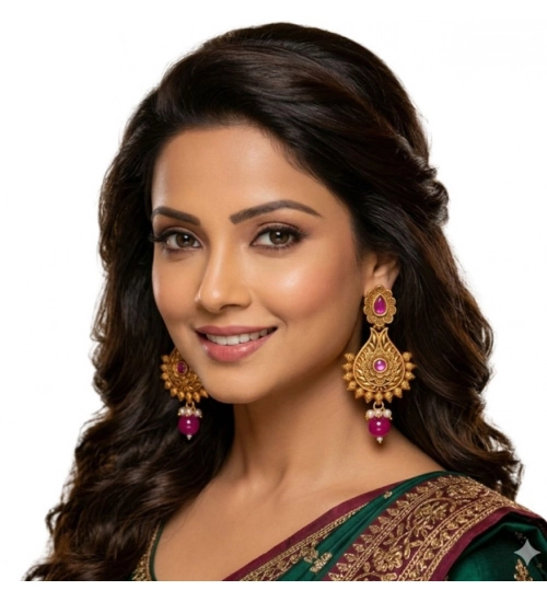 Generic Women's Zinc Alloy Gold Plated Chandbali Earrings (Multicolor) Generic Women's Zinc Alloy Gold Plated Chandbali Earrings (Multicolor)