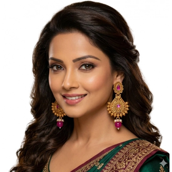 Generic Women's Zinc Alloy Gold Plated Chandbali Earrings (Multicolor) Generic Women's Zinc Alloy Gold Plated Chandbali Earrings (Multicolor)