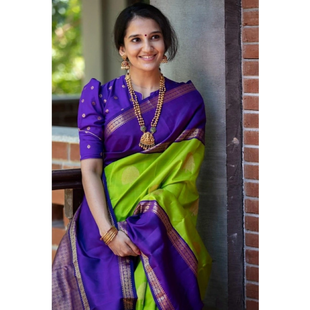 Generic Women's Soft Litchi Silk Jacquard Work Saree With Unstitched Blouse 5.5Mtr (Green) Generic Women's Soft Litchi Silk Jacquard Work Saree With Unstitched Blouse 5.5Mtr (Green)